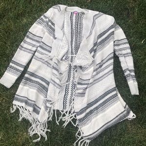 White, Black and gray cardigan sweater